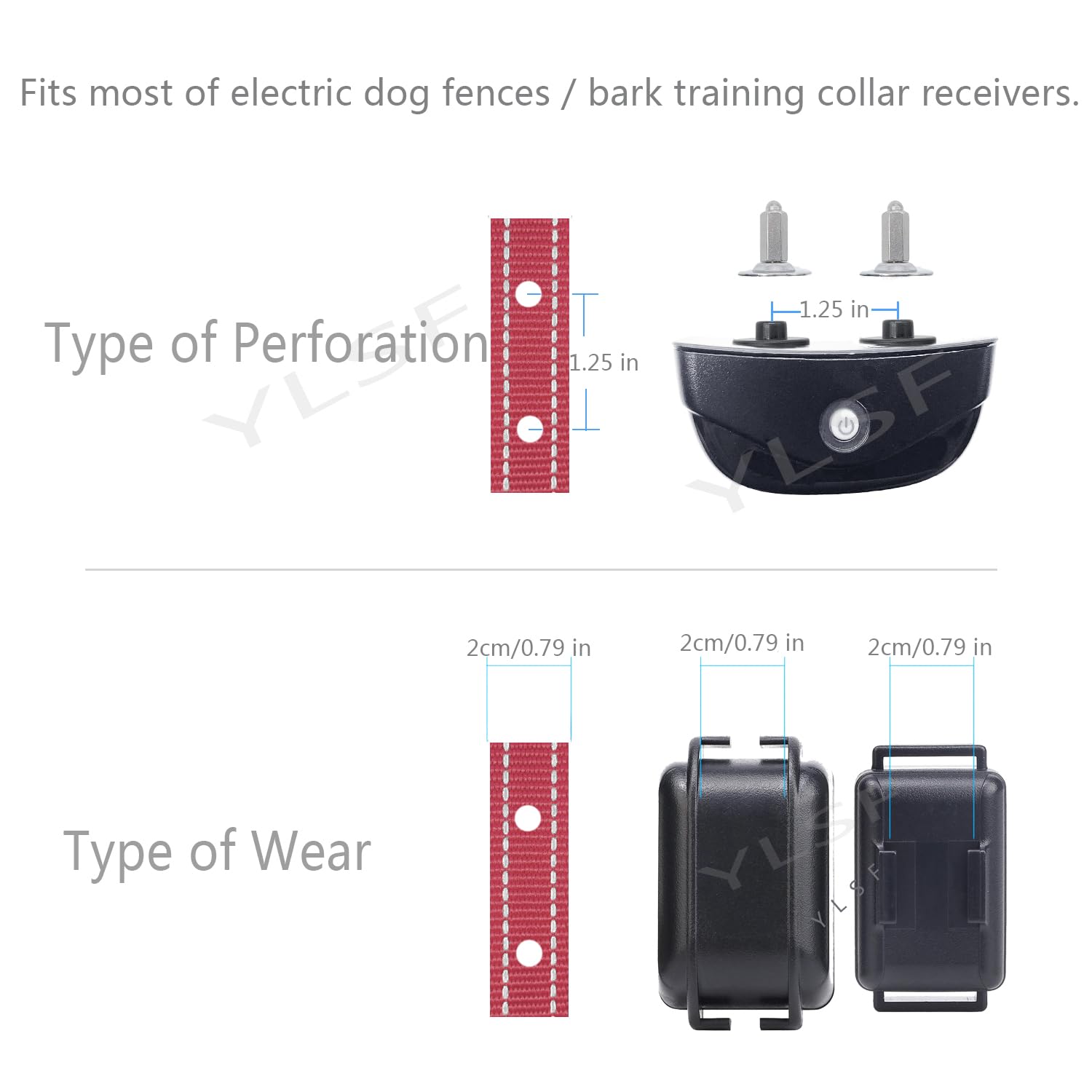 Dog Nylon Collar Strap with 2 Holes for Electronic Fence Training Barking Collar Receivers-3/4 Inch Replacement Strap-Compatible