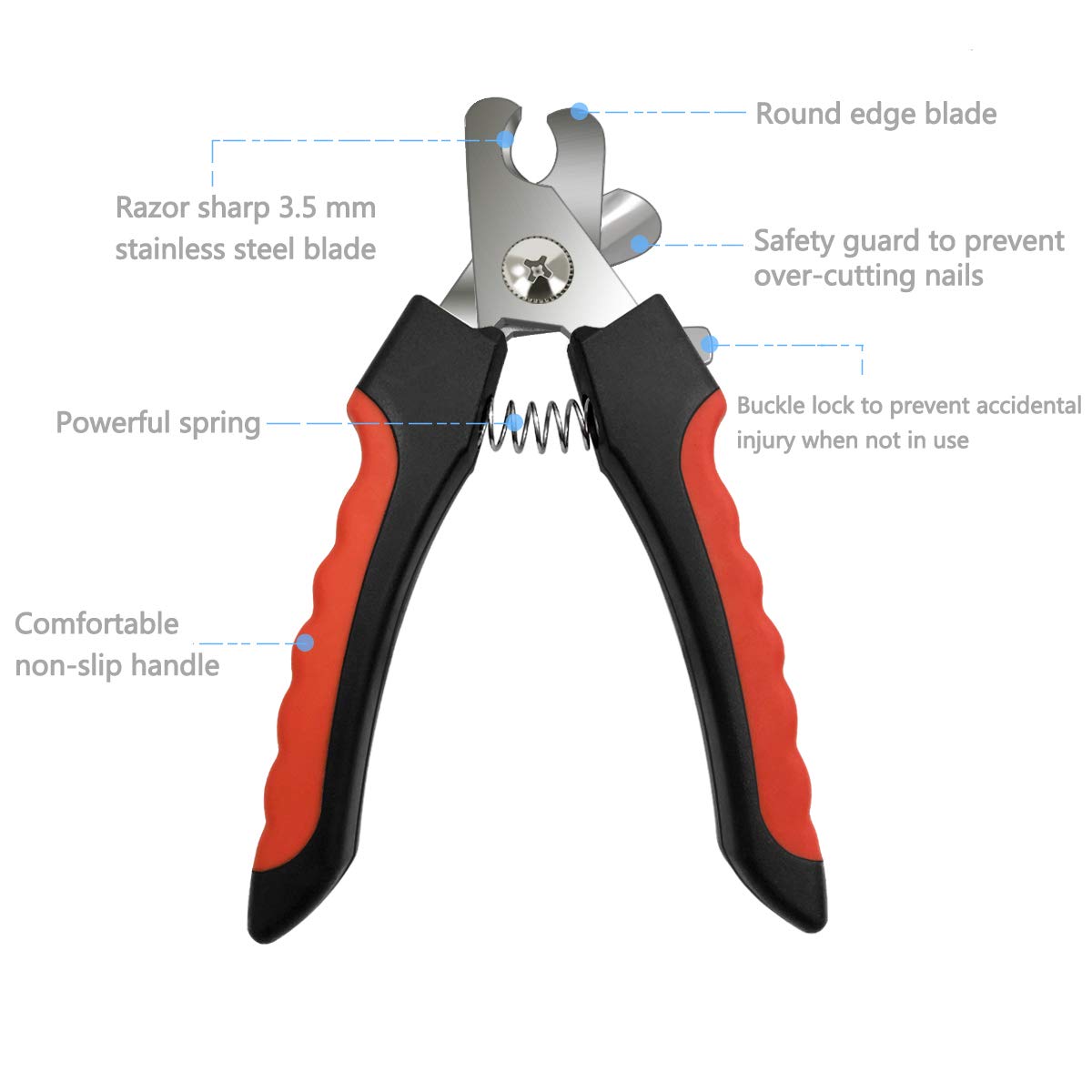 Ldjzon Pet Nail Clippers And Trimmers Set Safety Guard To Avoid Over Cutting Razor Sharp Blades Grooming Tool For All Small Large Dog Cat Red