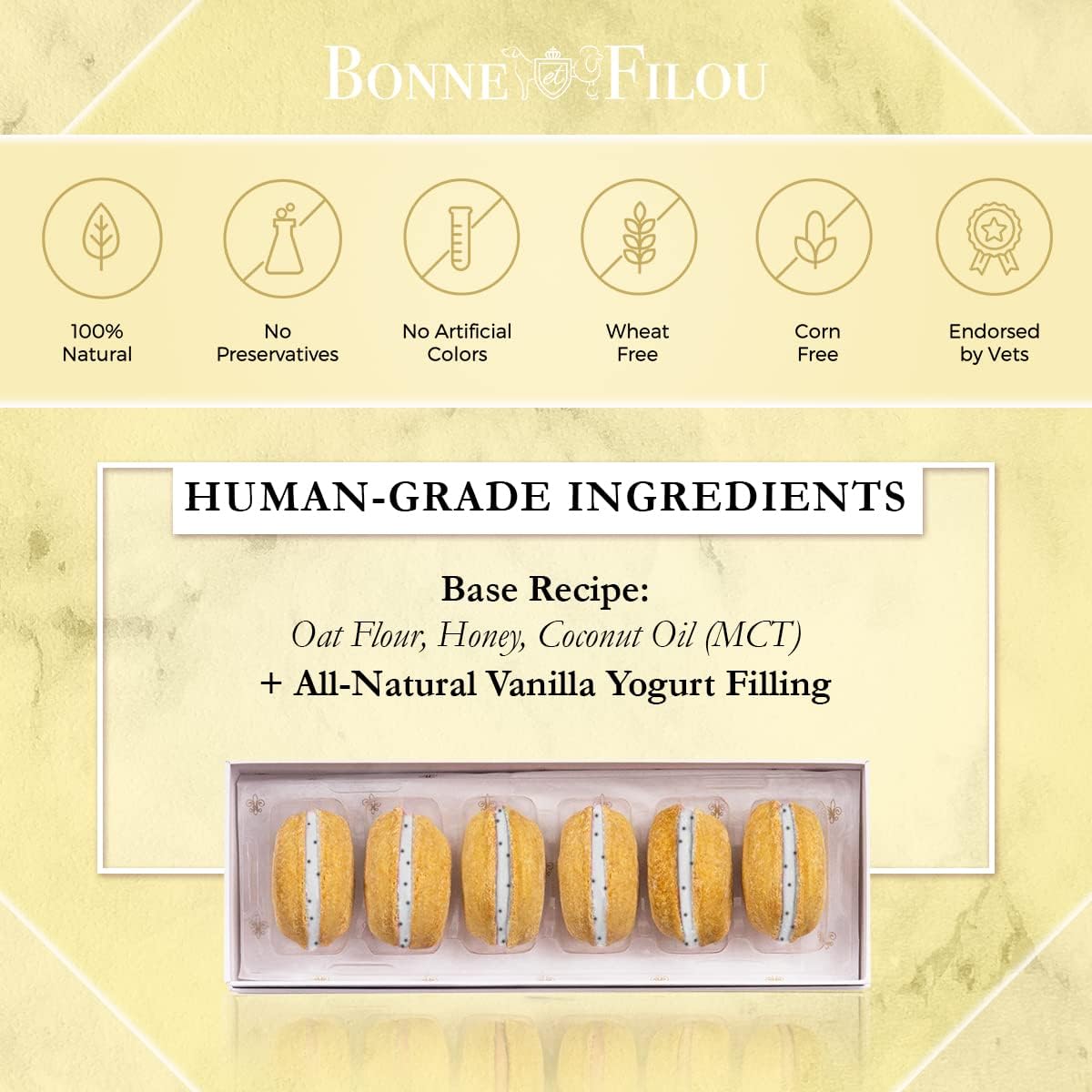 Bonne et Filou Dog Treats Vanilla Cupcakes, Dog Birthday Gift for Medium to Large Breed - Gourmet Macaron Cakes, Healthy & Delic