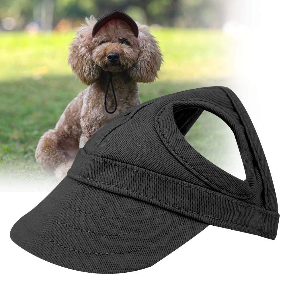 Fdit Pet Dog Sun Protection Visor Hat With Adjustable Strap Sport Hat (Black L)