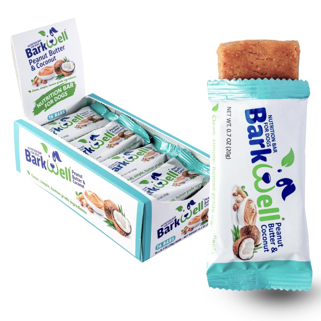 Barkwell Peanut Butter Nutrition Bars For Dogs, 0.7 Ounce, 16-Pack (Coconut) Dog Treat, 100% Natural Dog Peanut Butter, Stuff To