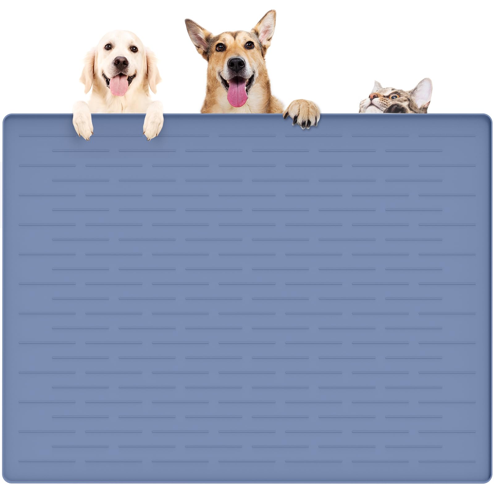 Silicone Pet Food Mats Tray, Largest Dog Feeding Mat, 39.4 by 29.5in Pet Bowl Mat, Dog Water Mats, Dog Food Mats for Floors Wate
