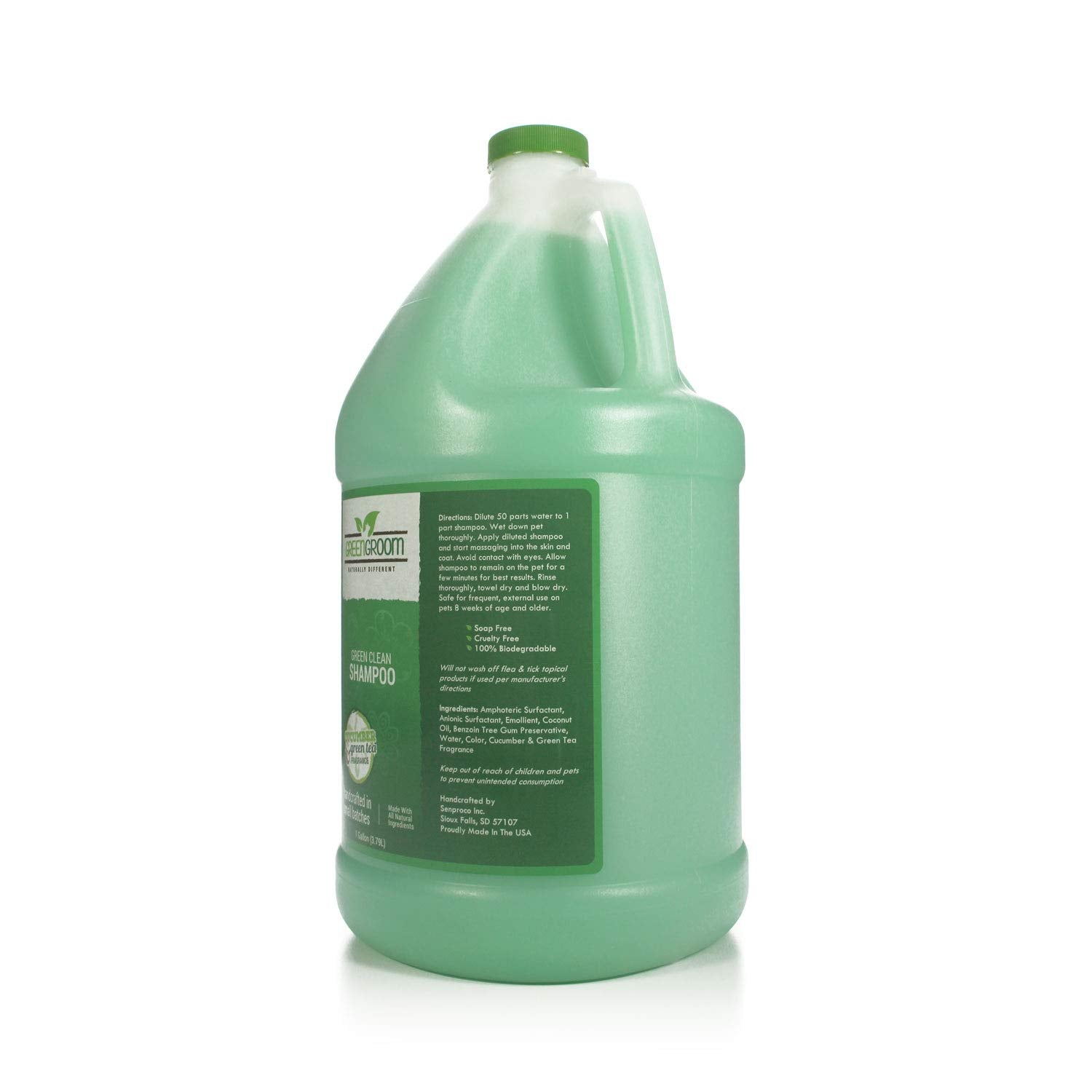 Green Groom Green Clean Dog Shampoo, 1 Gallon - Plant Based Ingredients, 50:1 Concentrated, Moisturizes Dry Itchy Sensitive Skin, Antioxidant Rich, Professional Grade