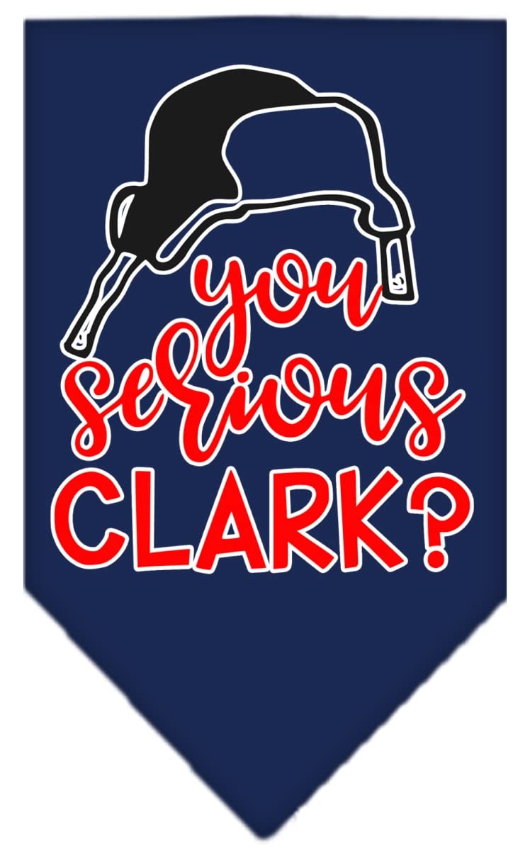 Christmas Pet and Dog Bandana Screen Printed, &quot;You Serious Clark?&quot; Navy Blue Large