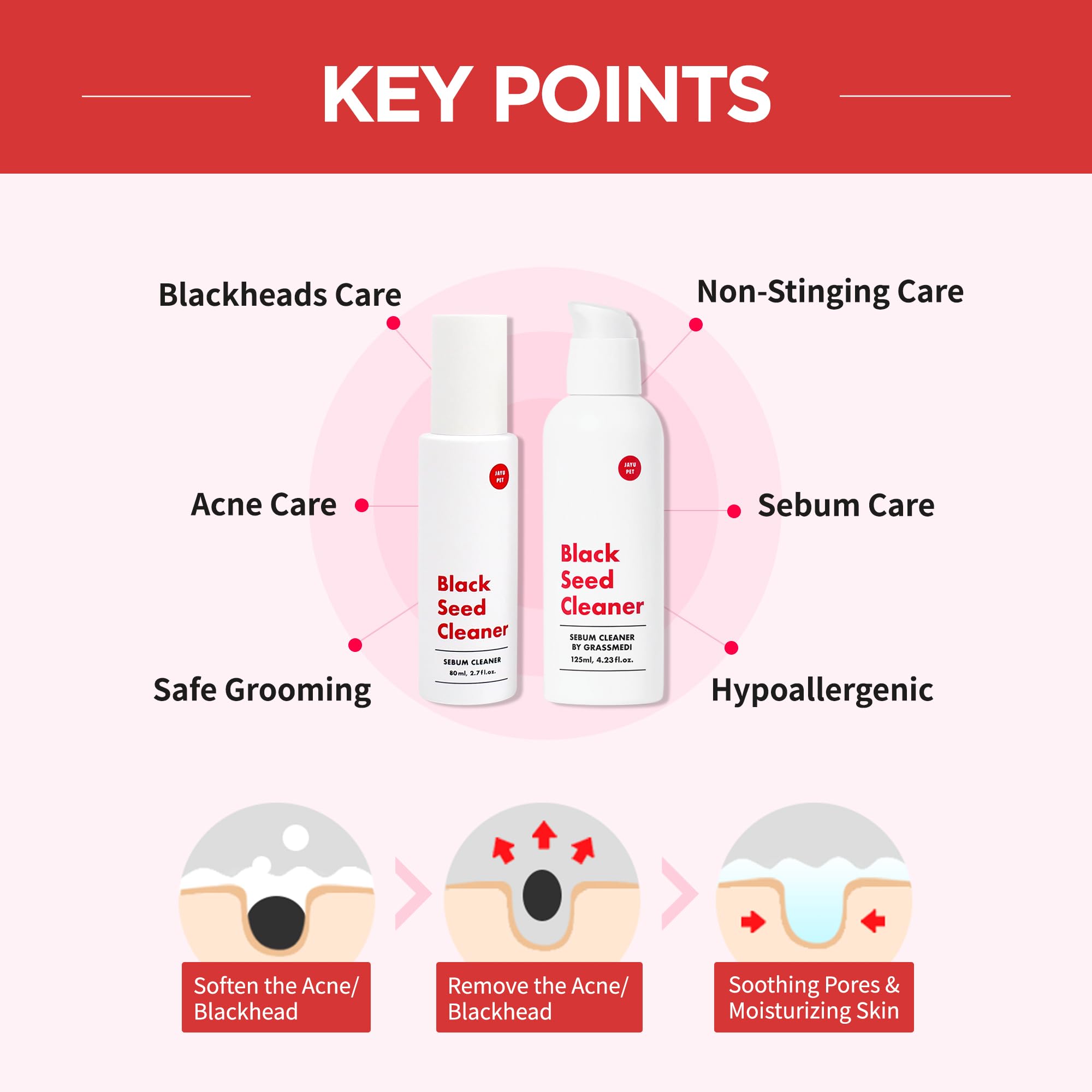 JAYU PET Black Seed Cleaner - Cat Chin Acne Treatment, Non-Toxic Hypoallergenic Cleanser, Cat Acne Chin Treatment, Remove Cat Ch