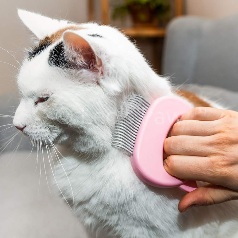 Leo'S Paw The Original Pet Hair Removal Massaging Shell Comb Soft Deshedding Brush Grooming And Shedding Matted Fur Remover Dematting Tool For Long And Short Hair Cat Dog Puppy Bunny (Pink)