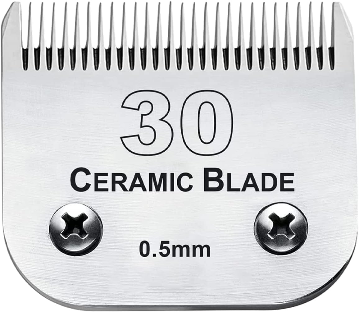 #30 Blade Dog Grooming Clipper Replacement Blades Compatible With Andis/Wahl / Oster Dog Clippers,Detachable Ceramic Blade & Stainless Steel Blade,Size-30, 1/50-Inch Cut Length (64260)