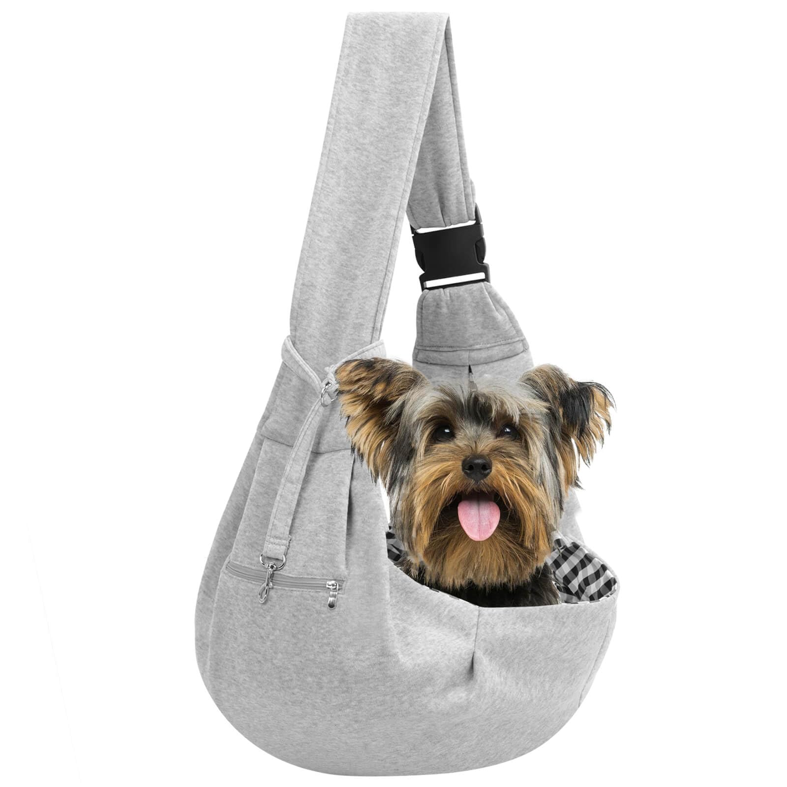 Adjustable Dog Carrier Sling - Hand-Free Dog Carriers For Small Dogs And Cats, Puppy Sling Carrier With Zipper Purse Pocket, Tra