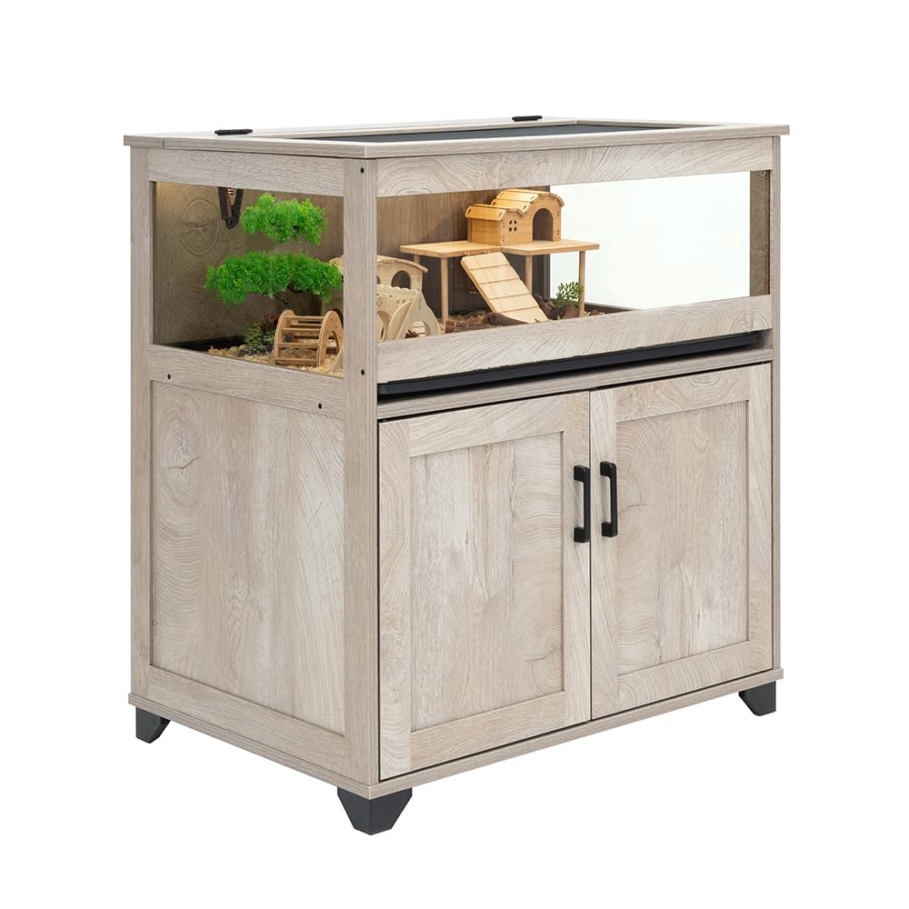 Unipaws Hedgehog Cage With Storage Cabinet, Hamster Cage For Rat And Guinea Pigs, Clear Transparent Pvc Visual Small Animal Cage