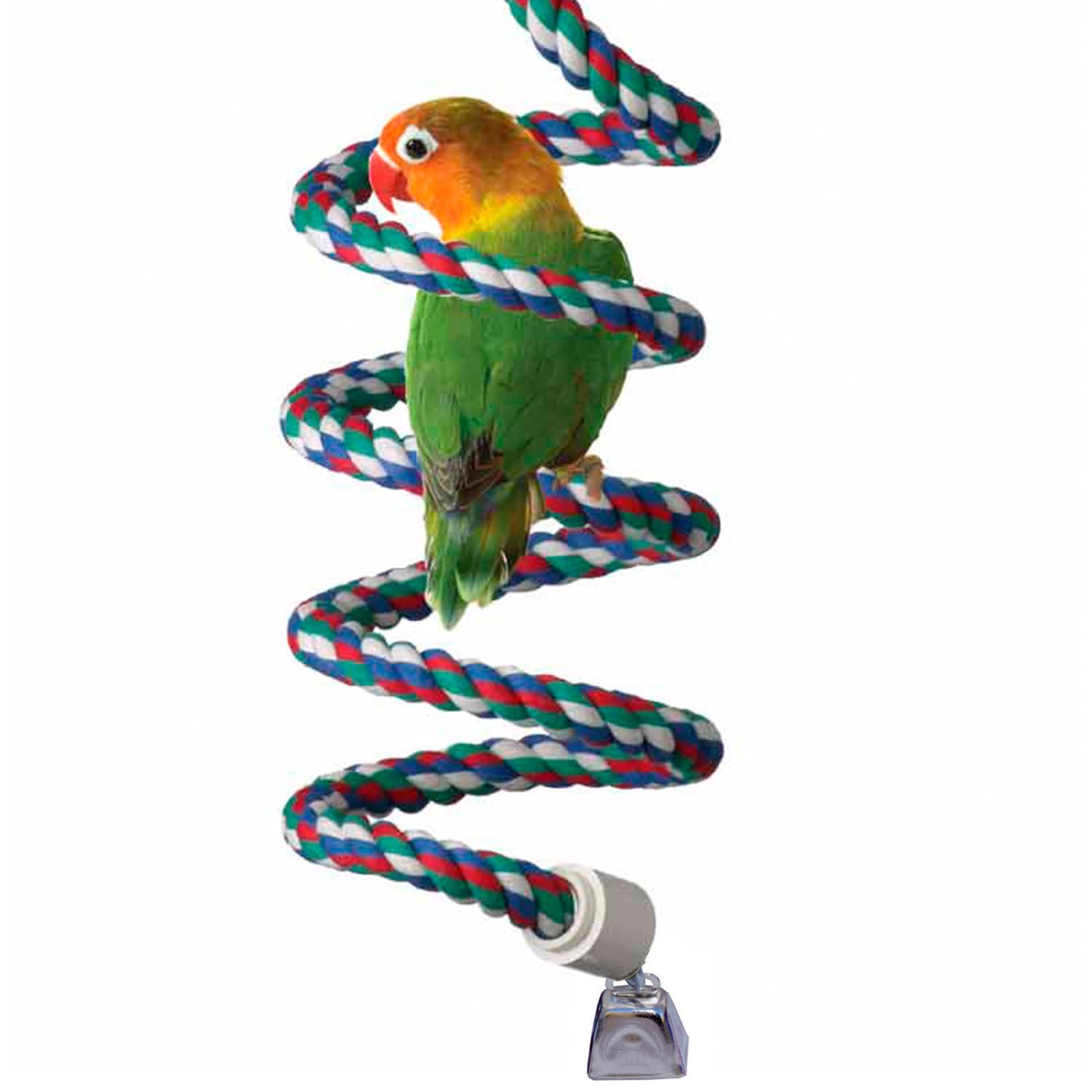 Super Bird Creations Sb323 Small Bungee Bird Toy - Rope Perch For Canary, Parakeets, Cockatiels, Finch, Lovebirds - Colorful Han