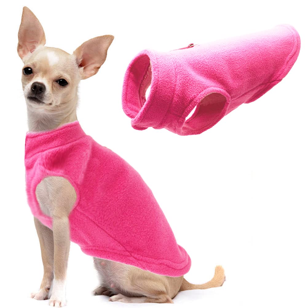 Dog Fleece Vest Soft Winter Jacket Sweater With D-Ring Leash Cold Weather Coat Hoodie For Small Medium Large Dogs Dark Pink X-La