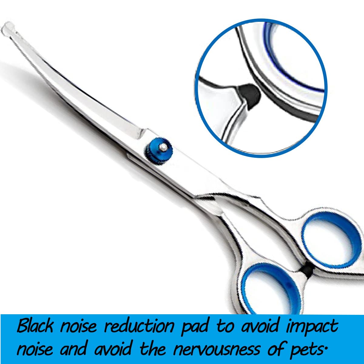 Curved Dog Grooming Scissors,Pet Hair Scissors with Safety Round Tips, Heavy Duty Titanium Stainless Steel, Professional Dogs Ca