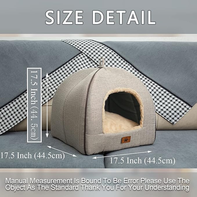 Windracing Cat Bed For Indoor Cats - Cat Cave Bed Cat House Cat Tent With Removable Washable Cushioned Pillow, Soft And Self Warming Kitten Beds,Cat Beds & Furniture, Pet Bed (Large, Beige)