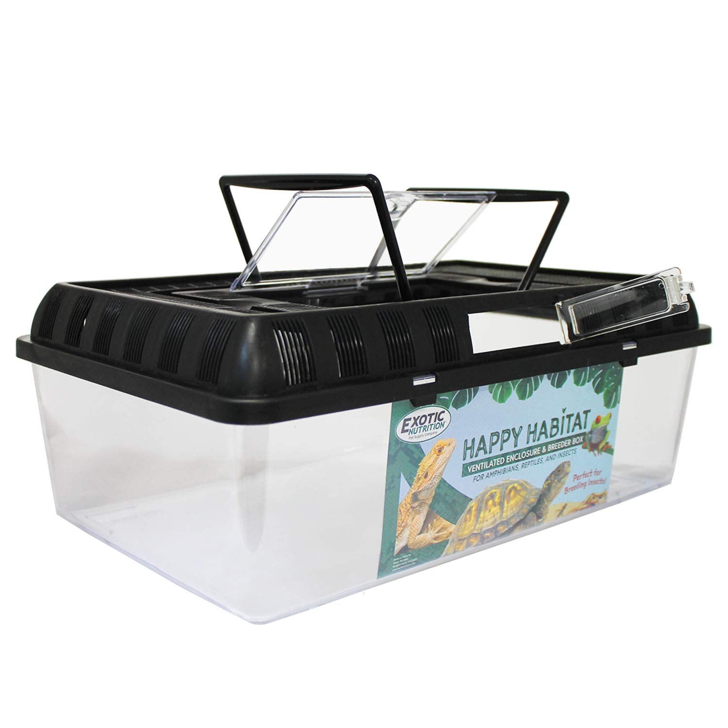 Happy Habitat (Large) - Ventilated Enclosure & Breeder Box - For Live Feeder Insects, Reptiles, Amphibians & Other Small Pets -