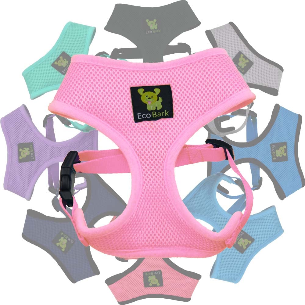 Ecobark Dog Harness - Eco-Friendly Max Comfort Harnesses - Luxurious Soft Mesh Halter - Over The Head Harness Vest- No Pull And No Choke For Large, Xl, And Xxl Dogs (Xl, Baby Pink)