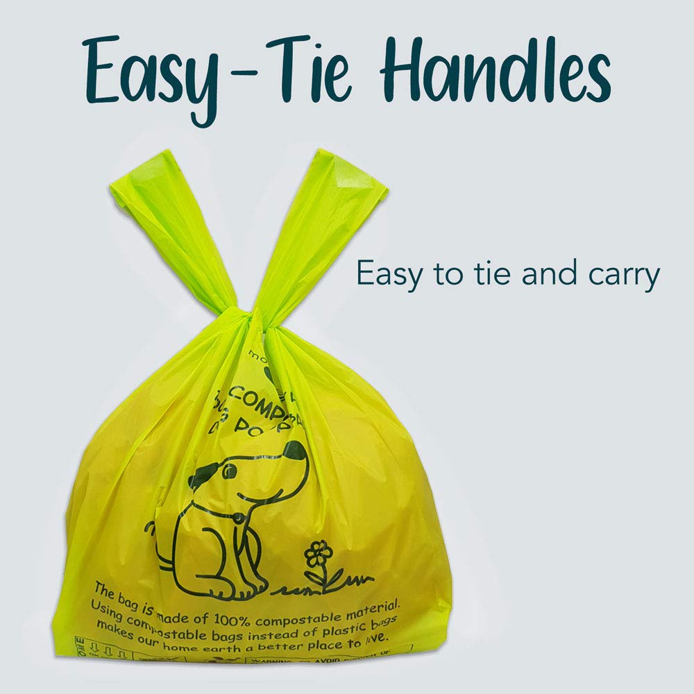 Moonygreen Dog Poop Bag, Compostable Cat Litter Bags With Easy-Tie Handles, Eco-Friendly Pet Waste Bags, Unscented, Vegetable-Based, Extra Thick, Leak Proof, Fits For Dogs And Cat Scoops, 60 Counts