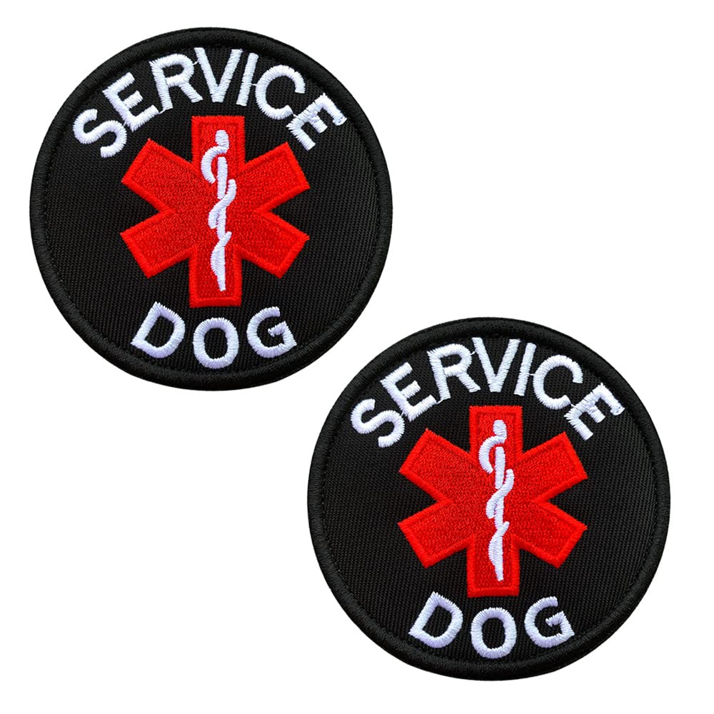 Antrix 2 Pieces Service Dog Emt Ems Medic Paramedic Star Of Life Vests/Harnesses Warning Emblem Embroidered Fastener Hook & Loop Emotional Support Animal Patch For Dogs Harness Dogs Vest