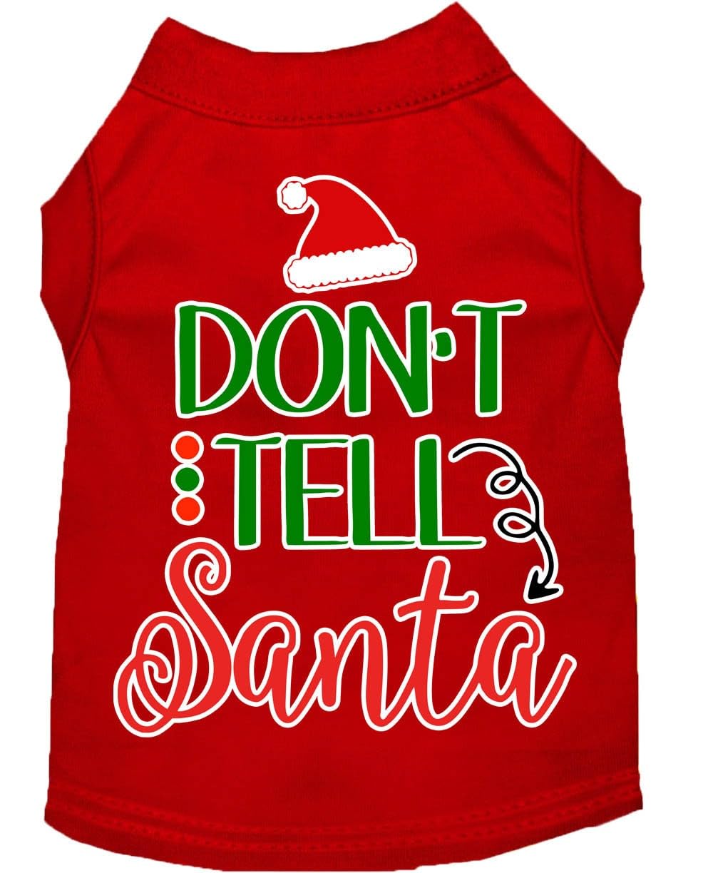 Christmas Pet Dog & Cat Shirt Screen Printed, &quot;Don't Tell Santa&quot; Yellow SM (3-6 lbs.)