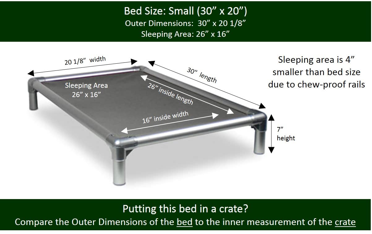 Kuranda Chewproof Crate Bed - Silver Aluminum - 30'' x 20'' - Vinyl - Smoke