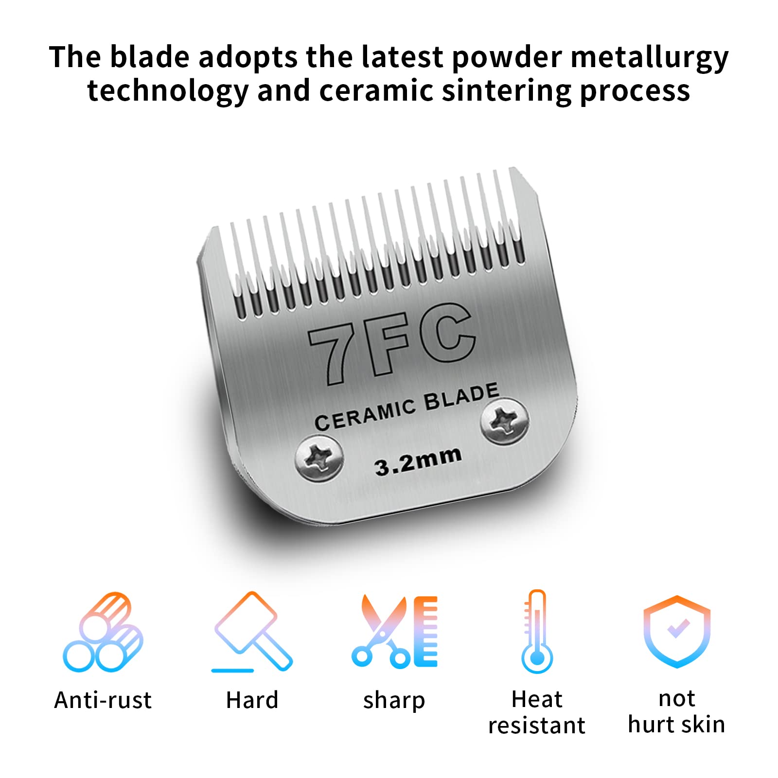 Dodaer 3 Pack 7Fc Detachable Pet Dog Grooming Ceramic Blades,Compatible With Andis,Oster A5,Wahl Km-10 Series,Size 7Fc Blade 1/8