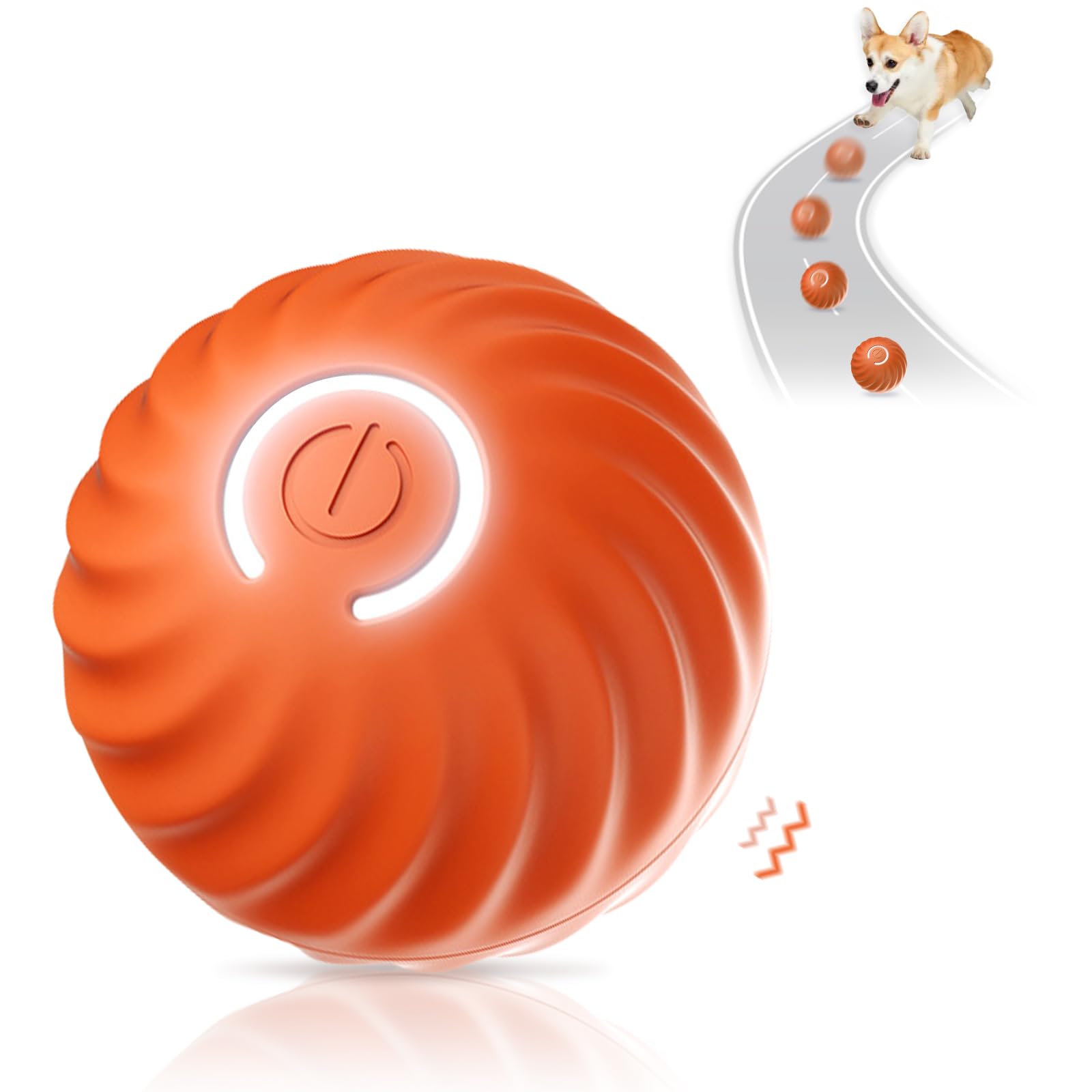 Shudyear Robust Self-Rolling Dog Toy - Interactive Ball For Indoors & Outdoors (Orange)