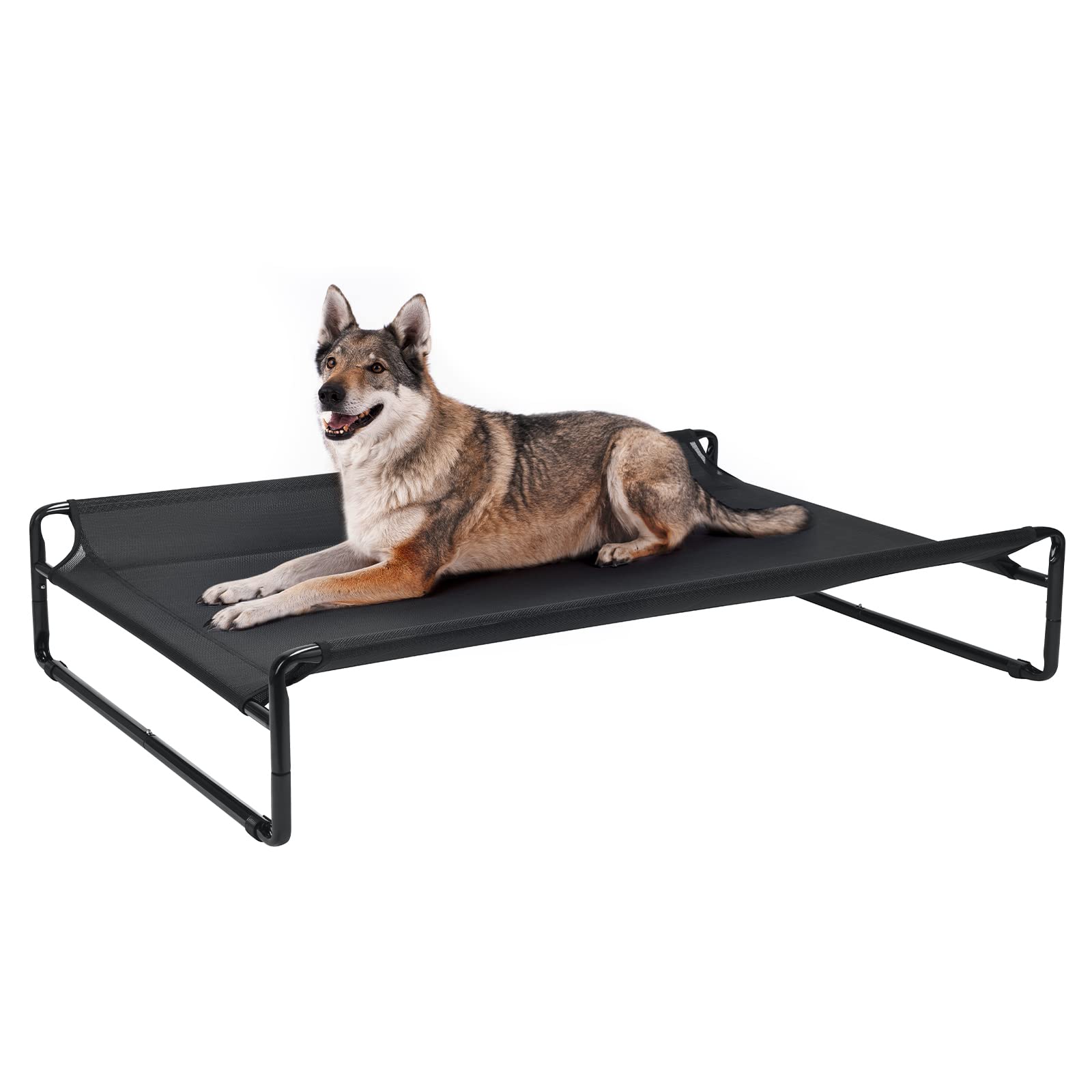 Veehoo Original Cooling Elevated Dog Bed, Outdoor Raised Dog Cots Bed For Large Dogs, Chew Proof Standing Pet Bed With Washable Breathable Mesh, No-Slip Feet For Indoor Outdoor, X-Large, Black