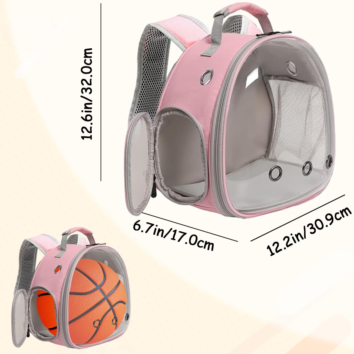 Lairies Guinea Pig Carrier, Clear Bubble Window For Guinea Pig, Bunny Rat Bird (Pink, Backpack)