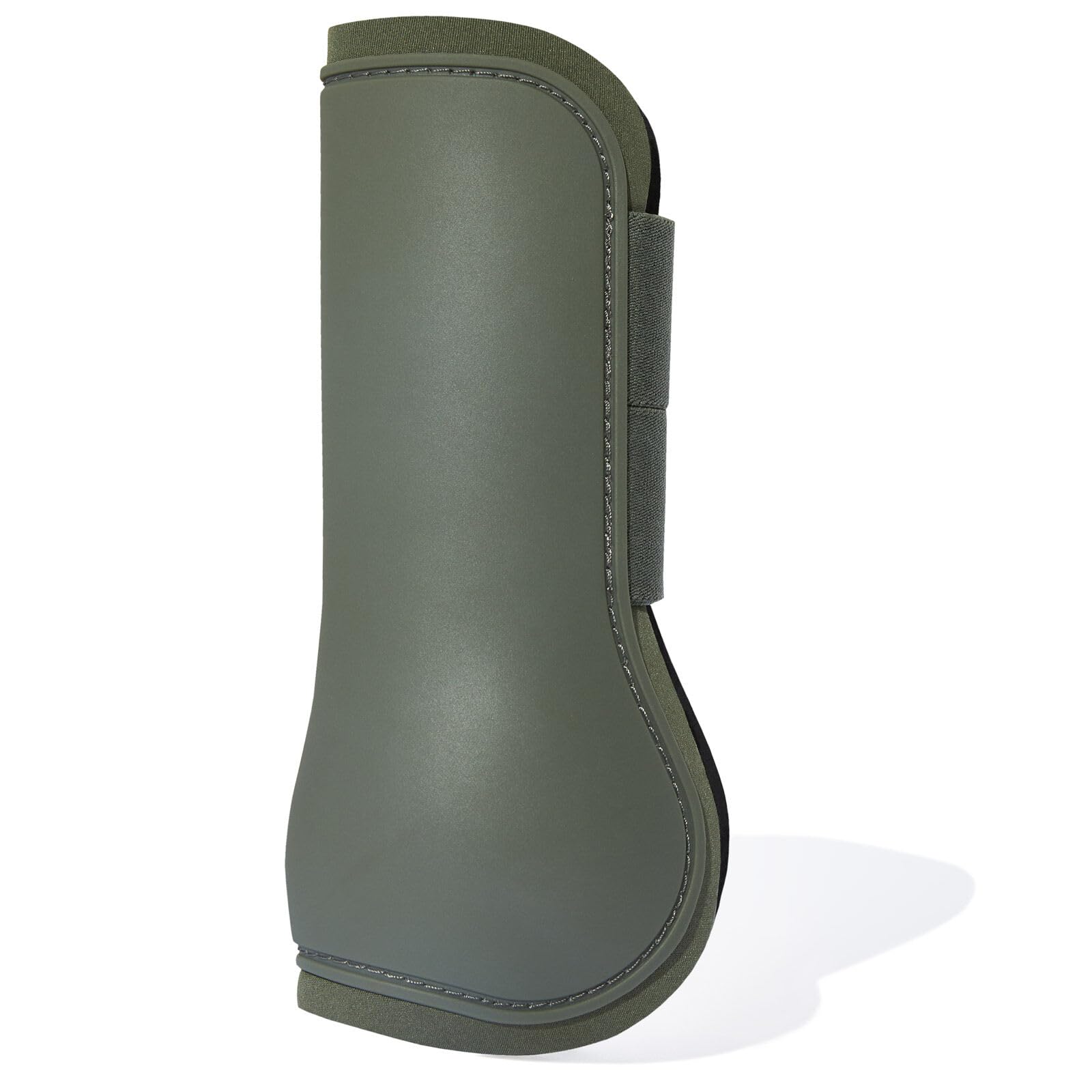 Horze Adepto Open Front Tendon Boots | Durable Shell With Neoprene Lining - Beetle Khaki Green - Warmblood