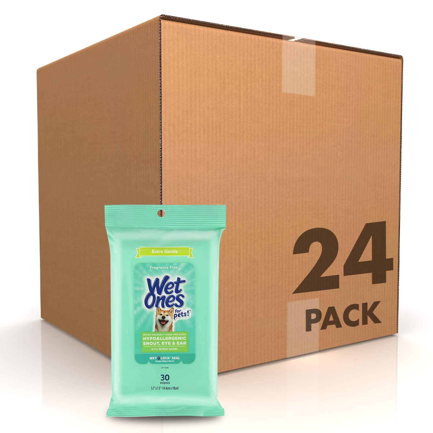 Wet Ones for Pets Extra Gentle Dog Wipes with Witch Hazel for Snout, Eye, Ear - Fragrance-Free Dog Wipes for All Dogs Wet Ones W