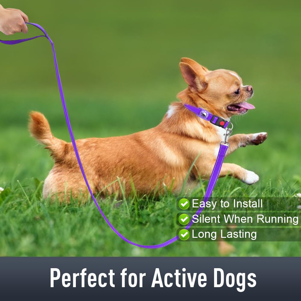 Erbine Airtag Dog Collar For Small Dogs, Reflective Dog Collars With Airtag Holder, Soft Padded & Safety Locking Buckle, Nylon Pet Collar Adjustable For All Breeds, Purple