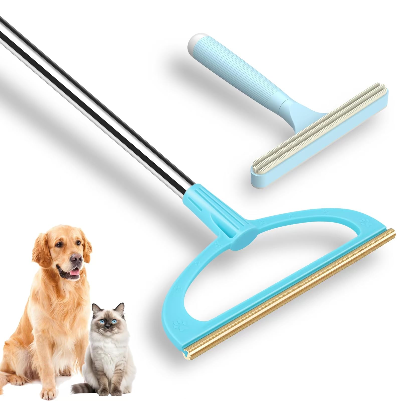 Tosmal Carpet Rake For Pet Hair Removal, Reusable Pet Hair Removal Tool 56    Adjustable Long Handle Pet Hair Removal Broom, Cat