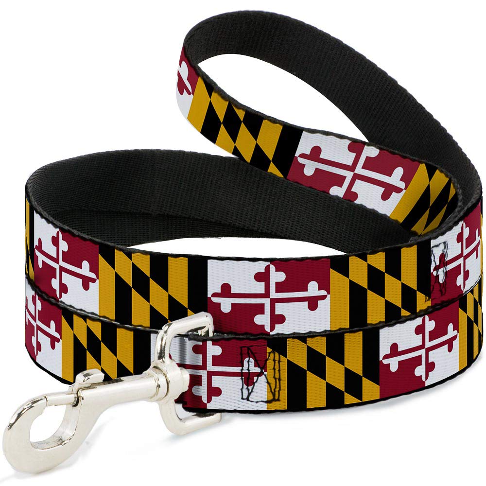 Buckle-Down Dog Leash Maryland Flags 6 Feet Long 1.5 Inch Wide