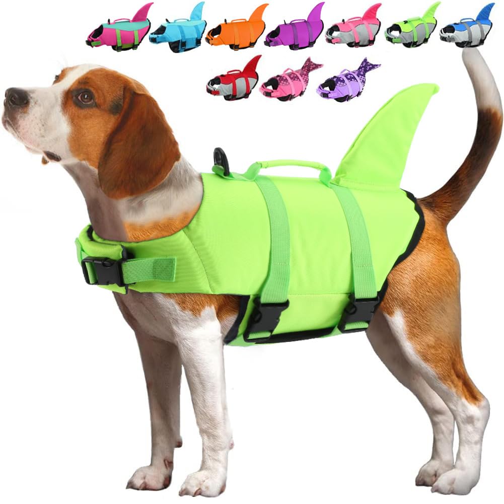 Emust Large Dog Life Jacket, Dog Vests For Swimming, Float Coat Swimsuits Flotation Device Life Preserver Belt Lifesaver Flotati