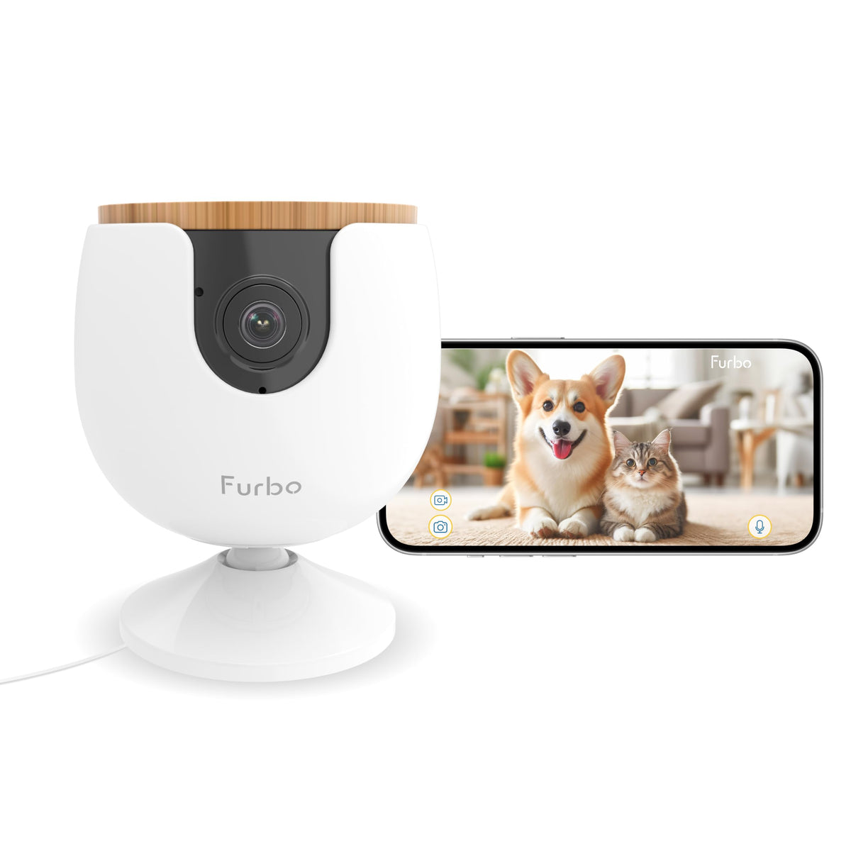 Furbo Mini New Pet Camera: Home Security Camera With Barking Or Meowing Alerts, Cat Or Dog Camera With Phone App, Smart Home Indoor Cam With 2-Way Speaker And Night Vision (No Subscription Required)