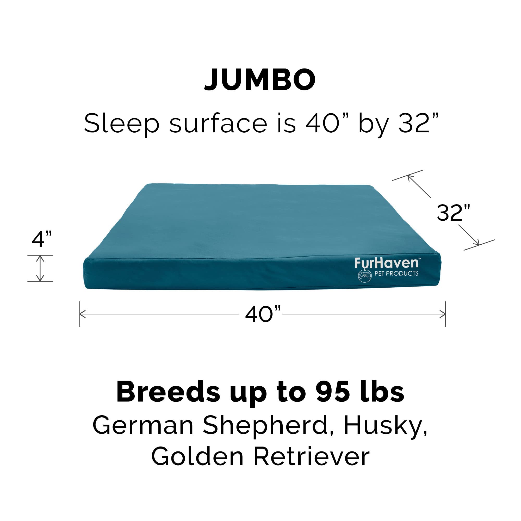 Furhaven Replacement Dog Bed Cover Water-Resistant Indoor/Outdoor Logo Print Oxford Polycanvas Mattress, Washable - Deep Lagoon, Jumbo (X-Large)