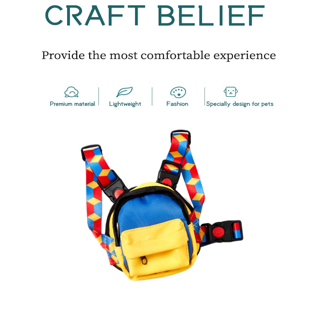 Icicecream Colorful Lightweight Dog Backpack With Free Leash Adjustable Cute Water Repellent Harness With Breathable Mesh Material Saddle Bag For Small, Medium & Large Dogs Outdoor Hiking(Yellow)