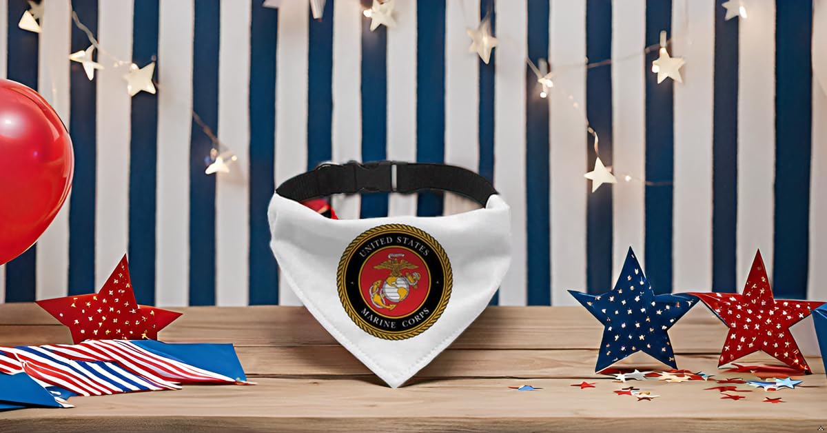 Marine Corps Pet Bandana Collar - Military Scarf Collar - Usa Dog Bandana (L)