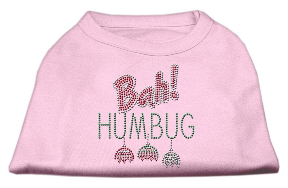 Christmas Pet Dog & Cat Shirt Rhinestone, 'Bah Humbug' Light Pink Lg (10-14 Lbs.)
