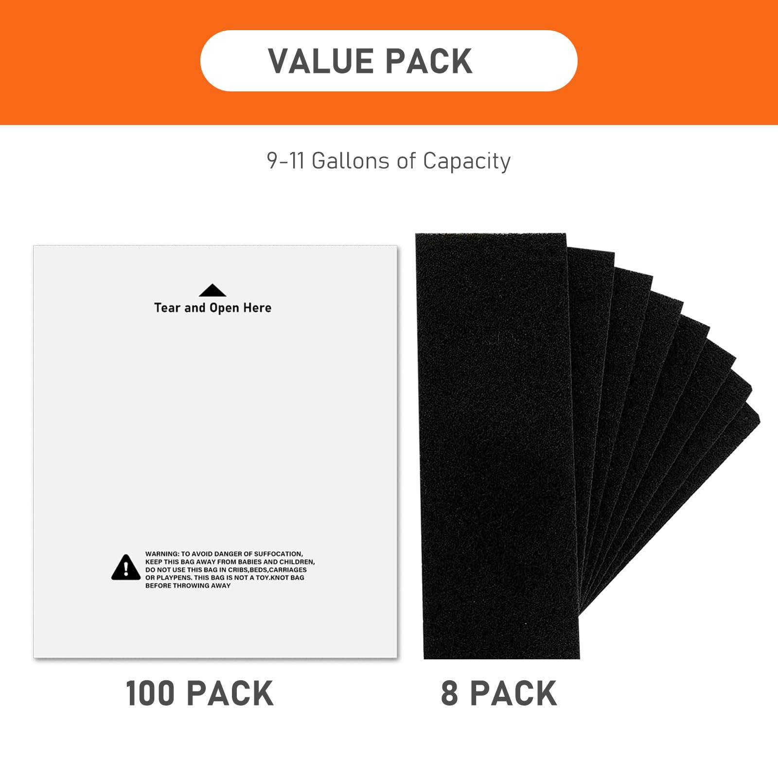 120 Pack Waste Drawer Liners Compatible With All Litter Box Robot Models, 9-11 Gallons Replacement Liners Plus 8 Pack Activated