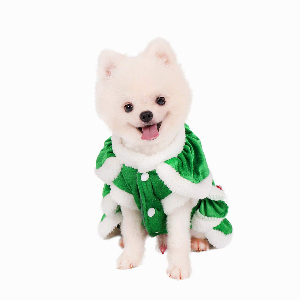 Filhome Dog Christmas Tree Costume, Pet Cat Christmas Dress Winter Fleece Coat Clothes Sweater Puppy Xmas Outfit Apparel