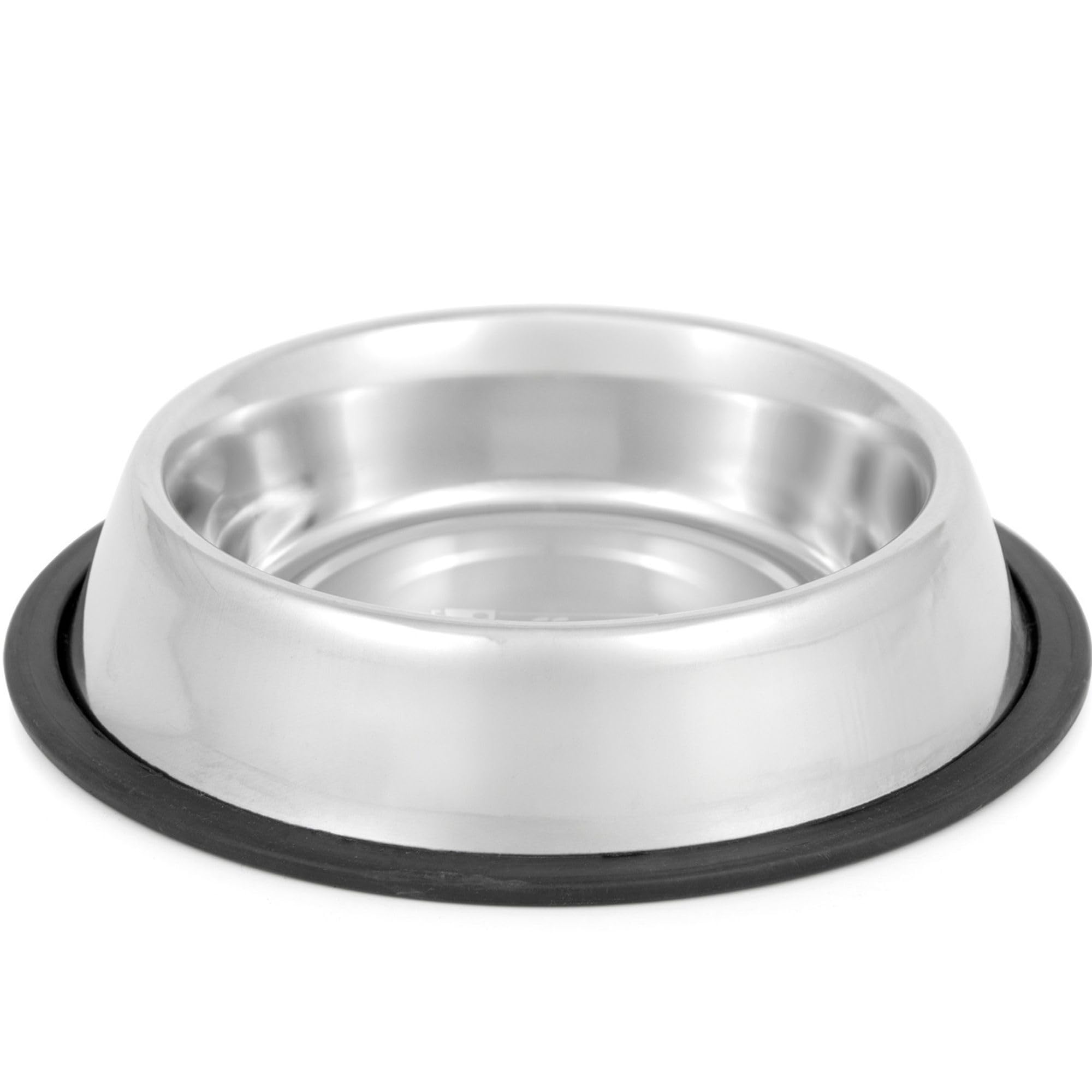 Jeffers No Skid No Tip Stainless Steel Pet Bowls for Dogs & Cats - Non-Slip Food & Water Feeder Dish with Black Rubber Base, Dur