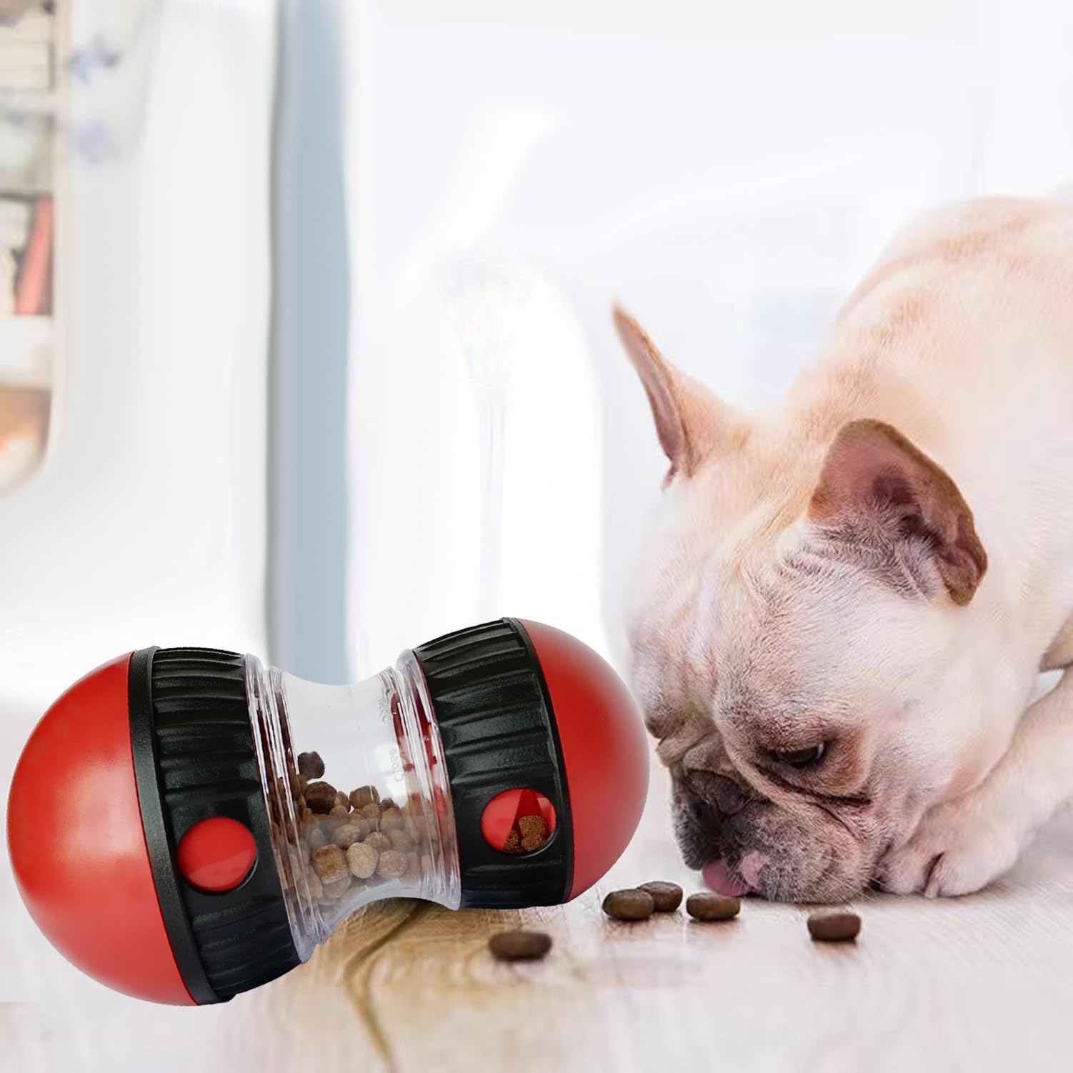 Tmeng Dog Food Puzzle Toys, Adjustable Dog Treat Dispensing Dog Toys, Interactive Chase Slow Feeder for Boredom and Stimulating,