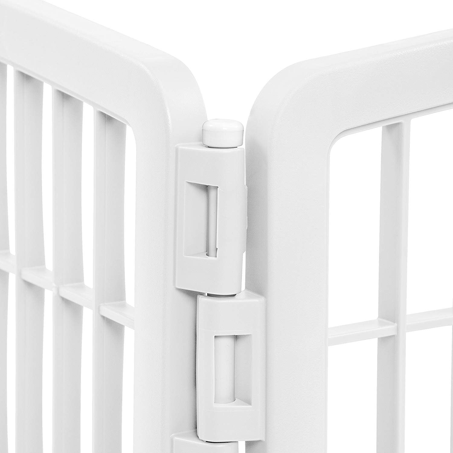 IRIS USA Dog Playpen, 4-Panel 24 Pet Playpen, Puppy Playpen, Indoor/Outdoor Dog Pen, 35 x 35 x 24, Foldable, Customizable, White
