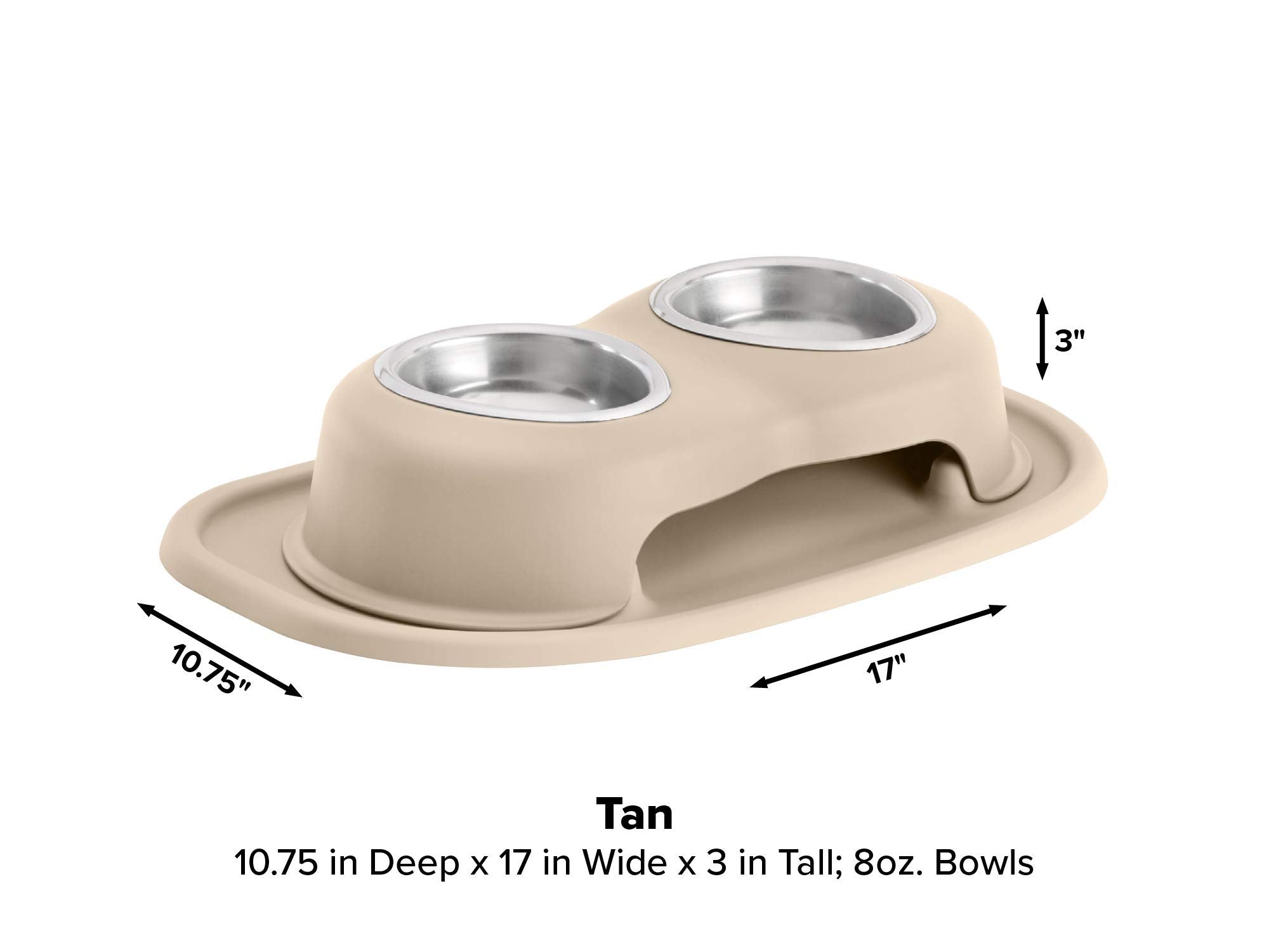 Weathertech Double High Pet Feeding System - Elevated Dog/Cat Bowls - 3 Inch High Tan (Dhc0803Tntn)