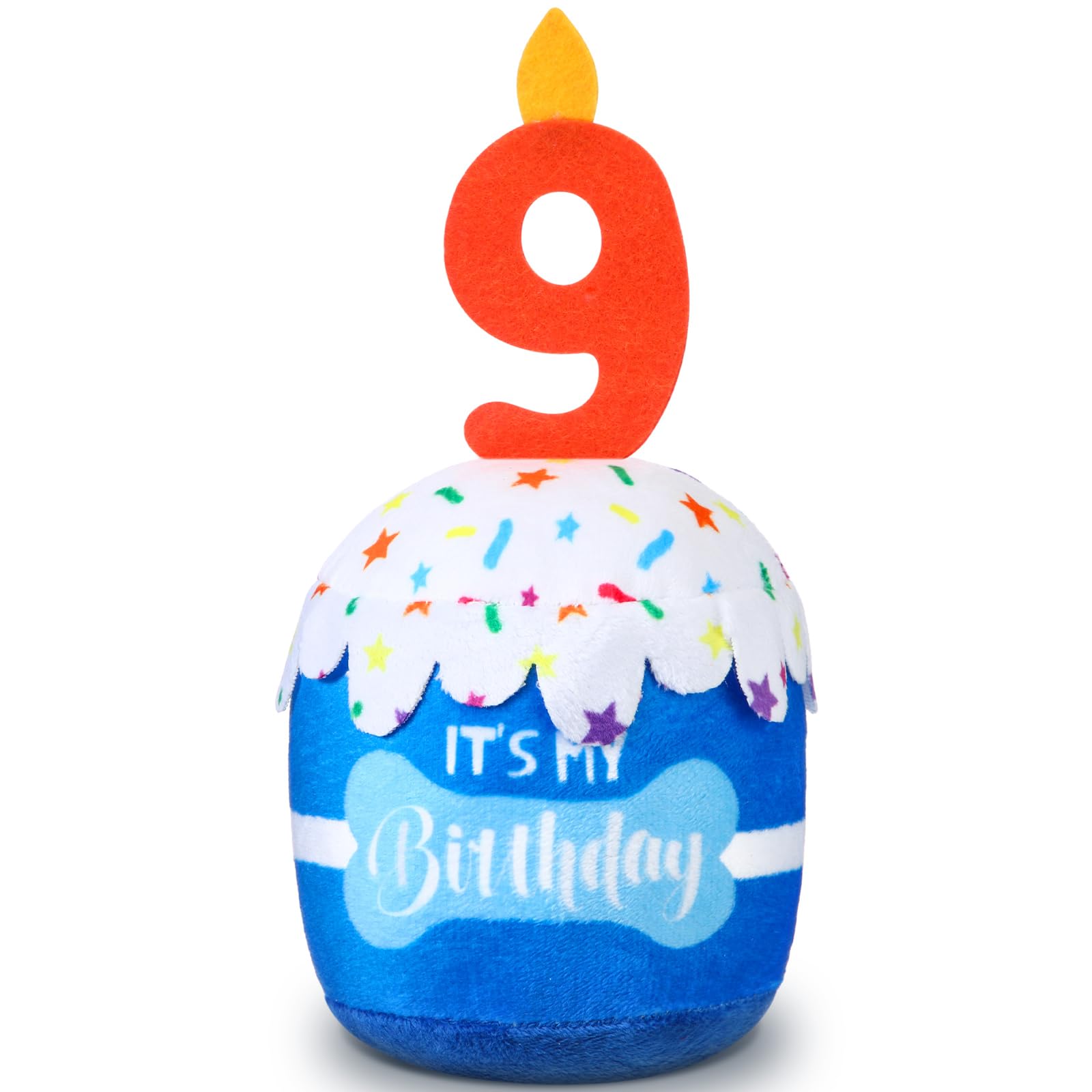 Dansydaisy Dog 9Th Birthday Cake Toy Accessories For Girl Boy Gifts, Blue Squeaky Plush Toy For Dog Birthday Party Decor Favor F