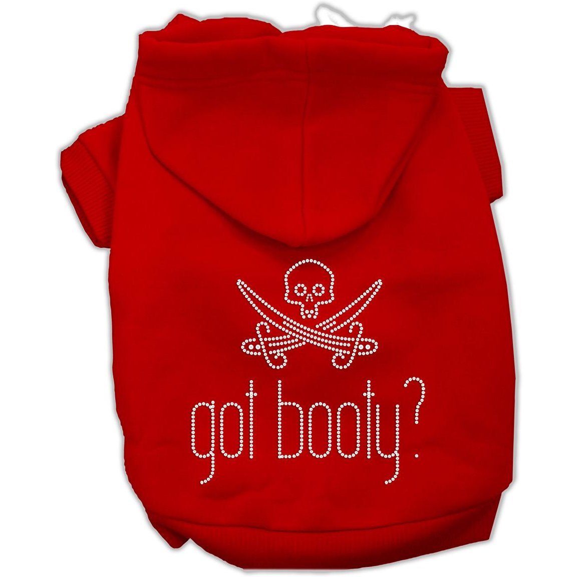 Pet, Dog & Cat Hoodie Rhinestone, &quot;Got Booty?&quot; Red MD (6-10 lbs.)