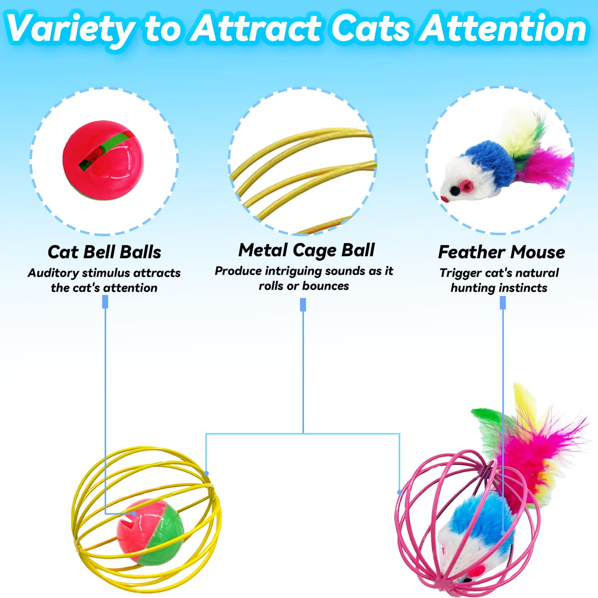 Quvovid Cat Toys 6 Packs Cat Ball Toys, Metal Cage Balls With Mice & Bells, Cat Toys For Indoor Cats And Kitten, Interactive Cat Toys Cat Bell Balls, Mouse Toys, Kitten Toys Promote Physical Exercise