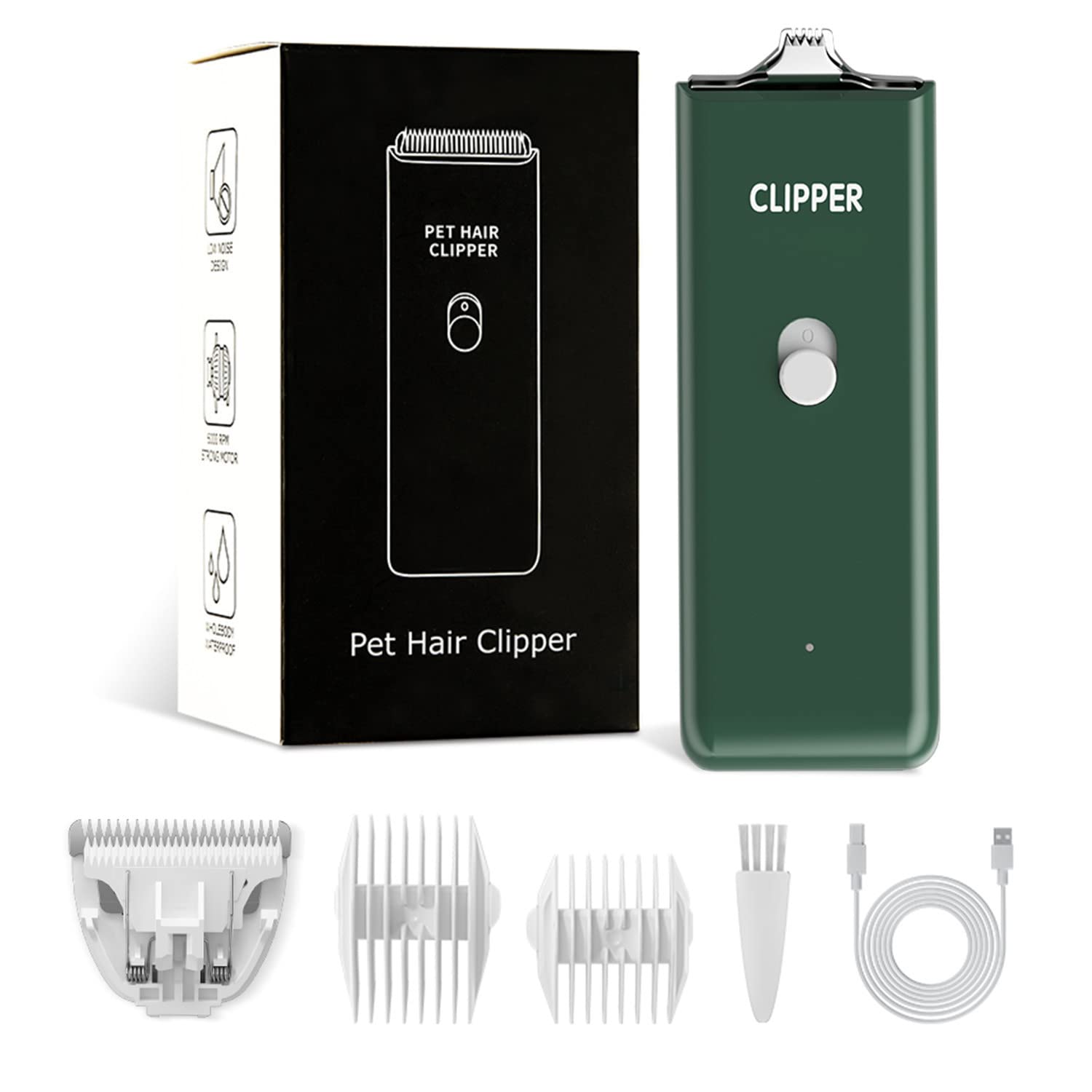 Tileon Feet Hair Trimmer, Dog Clippers,Quiet Washable Usb Rechargeable Cordless Dog Grooming Kit,Electric Pets Hair Trimmers Shaver Shears For Dogs And Cats Green