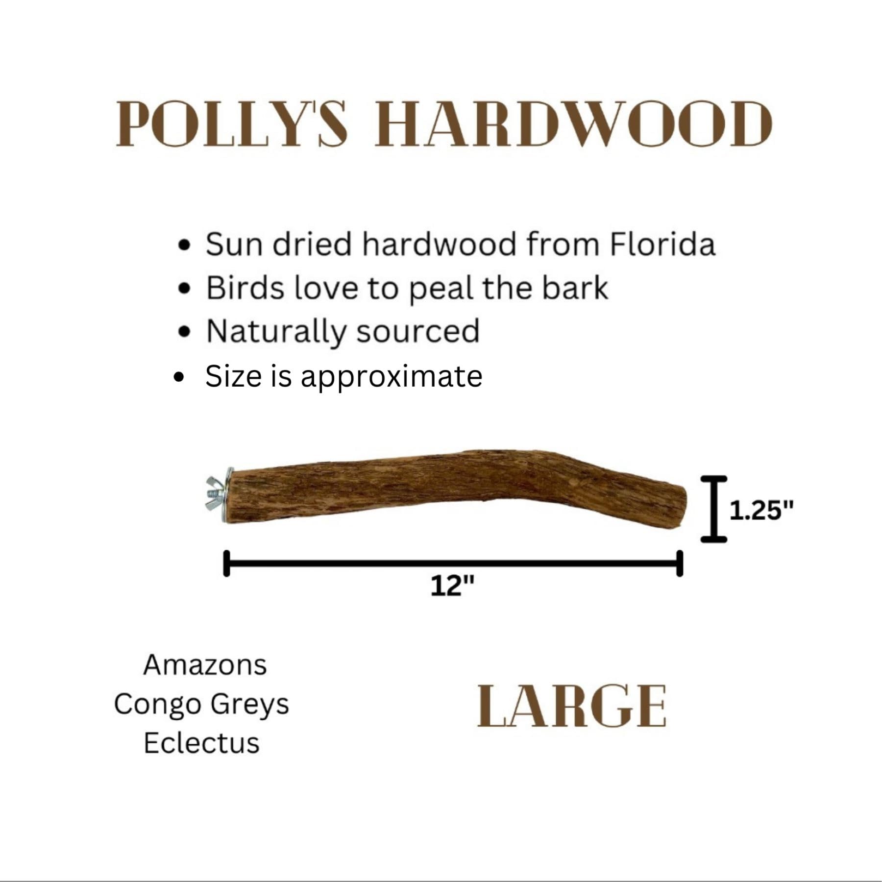 Polly'S Hardwood Bird Perch, Large
