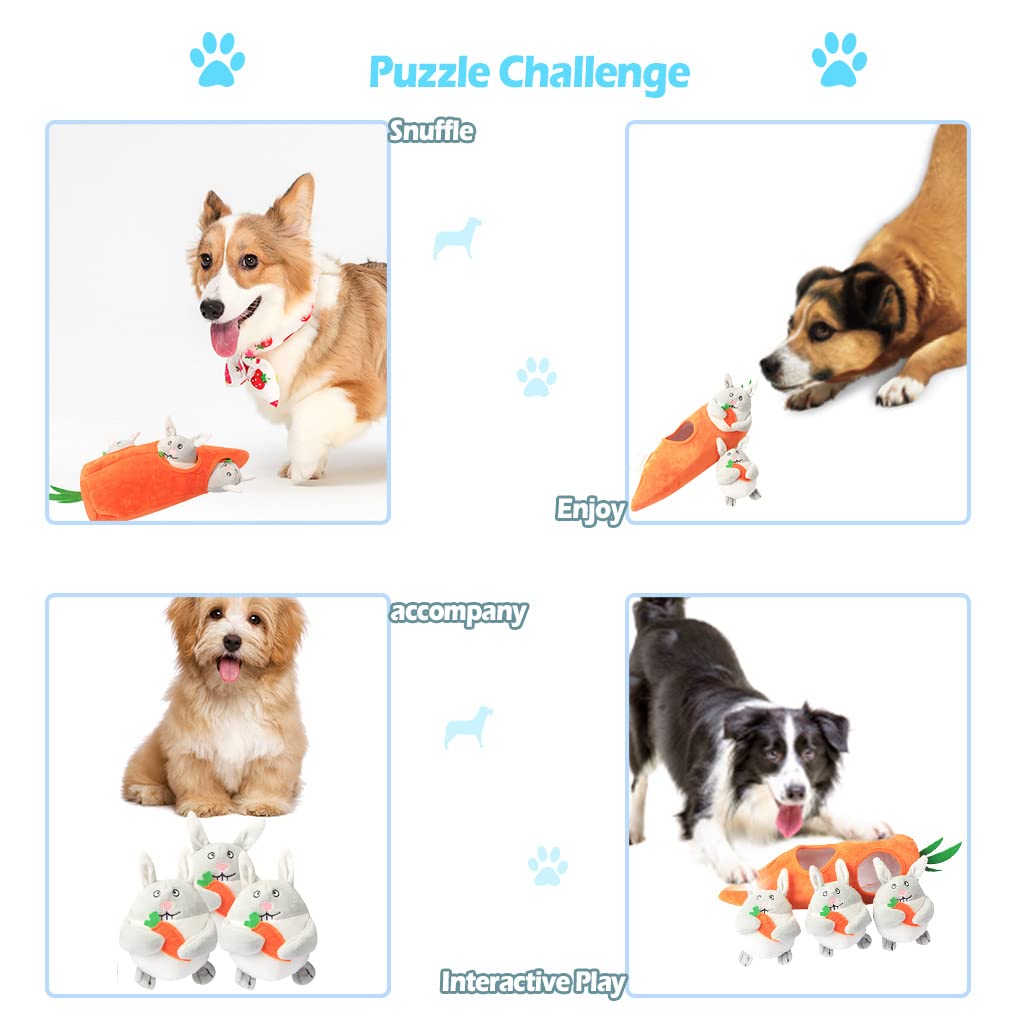 Ifoyo Plush Squeak Dog Toys, Stuffed Dog Plush Toy Easter Gift For Medium Small, Interactive Durable Dog Squeak Toy, Pets, Easter Dog Toy, Turnip Rabbit,Easter Day